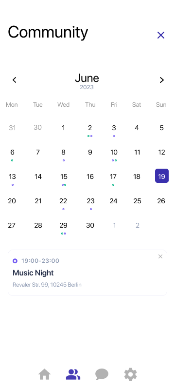 Easy Settle community calendar