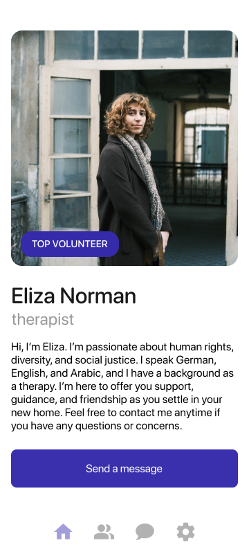 Easy Settle volunteer profile screen