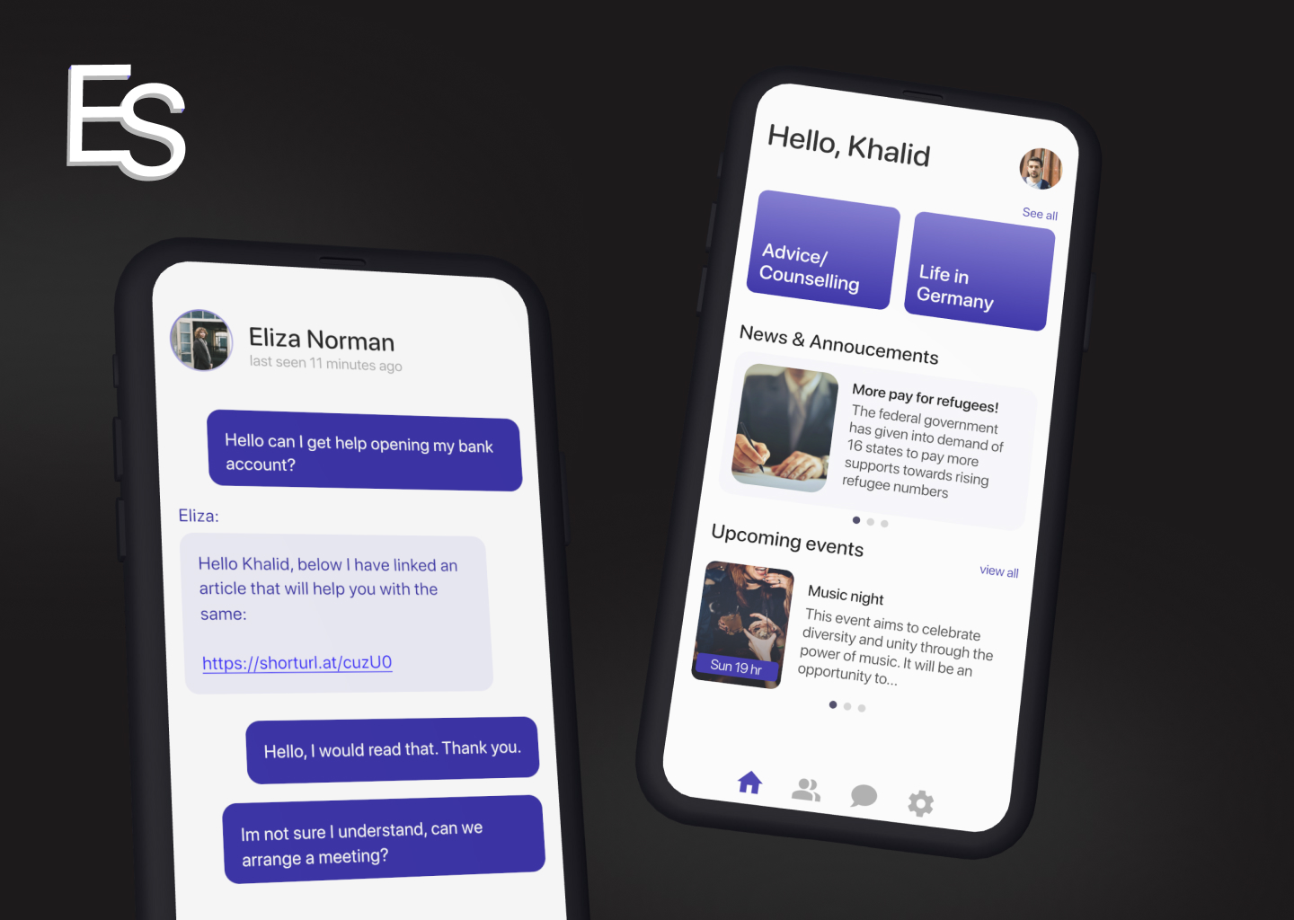 Easy Settle prototype shown on two Android devices